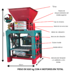BLOQUERA ESTACIONARIA IMPORTADA GRANDE CON CONTROL ELECTRICO CON TOLVA MODELO 4-35B - Imagen 2