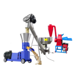 LÍNEA DE PRODUCCIÓN PARA LA FABRICACIÓN DE PELLETS CON PELETIZADORA, TUBO TRANSPORTADOR, MEZCLADORA DE ALIMENTOS, PICAPASTO