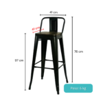 1508-1 - TABURETE METÁLICO CON ASIENTO EN MADERA - Imagen 2