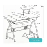 ESCRITORIO VIDRIO, MADERA Y METAL CON PORTA TECLADO – RX-8335 - Imagen 2