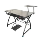 ESCRITORIO VIDRIO, MADERA Y METAL CON PORTA TECLADO – RX-8335 - Imagen 8