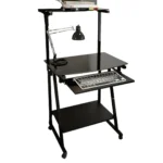 ESCRITORIO COMPACTO ELEGANTE NEGRO VIDRIO Y METAL – RX-7902 - Imagen 8