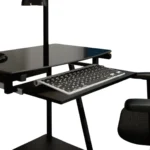 ESCRITORIO COMPACTO ELEGANTE NEGRO VIDRIO Y METAL – RX-7902 - Imagen 6