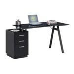 ESCRITORIO CON SUPERFICIE EN VIDRIO, EXTENSIÓN Y GAVETEROS – CT-3377 - Imagen 5