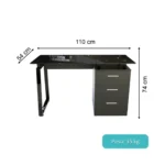 ESCRITORIO CON GAVETEROS DISEÑO MODERNO VIDRIO Y METAL – PREMIUM - Imagen 2
