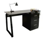 ESCRITORIO CON GAVETEROS DISEÑO MODERNO VIDRIO Y METAL – PREMIUM