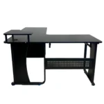 ESCRITORIO EN FORMA DE L CON GAVETEROS NEGRO MODERNO MADERA Y METAL – PREMIUM - Imagen 4