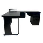ESCRITORIO EN FORMA DE L CON GAVETEROS NEGRO MODERNO MADERA Y METAL – PREMIUM - Imagen 6