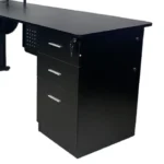 ESCRITORIO EN FORMA DE L CON GAVETEROS NEGRO MODERNO MADERA Y METAL – PREMIUM - Imagen 3