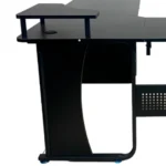 ESCRITORIO EN FORMA DE L CON GAVETEROS NEGRO MODERNO MADERA Y METAL – PREMIUM - Imagen 7