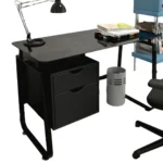 ESCRITORIO VIDRIO CON GAVETEROS COLOR NEGRO DISEÑO MODERNO – RX-1183 - Imagen 5