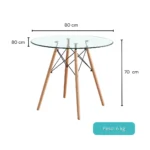 1542C-TRN - MESA EAMES DE CRISTAL 80 CM - Imagen 2