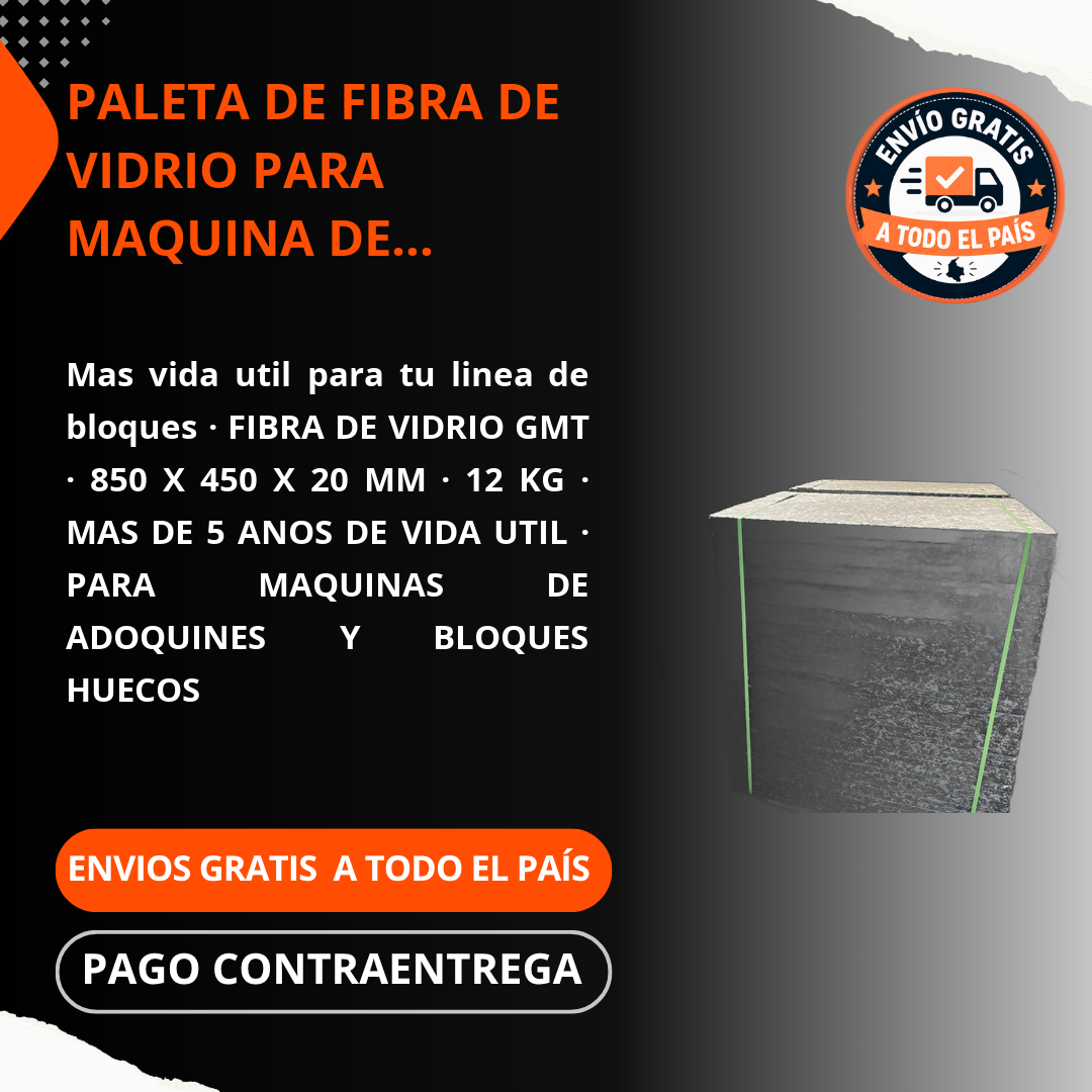 PALETA DE FIBRA DE VIDRIO PARA MAQUINA DE BLOQUES – 850 X 450 X 20 MM