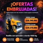 Rodillo con operador a a bordo 1000 KG